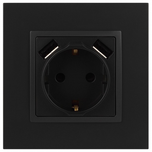 Розетка с заземлением и со шторкой и 2хUSB, без рамки Эра Эра Elegance 14-4109-05