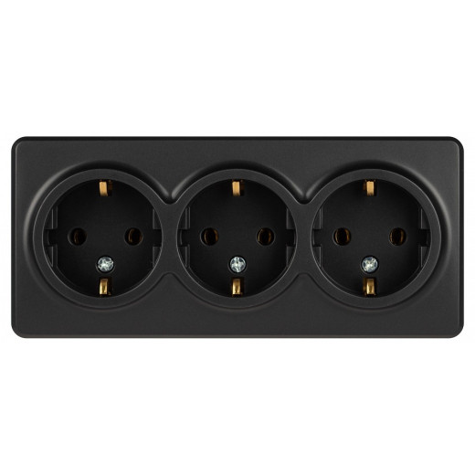 Розетка тройная с заземлением и со шторками Эра Эра Эксперт 11-2208-05