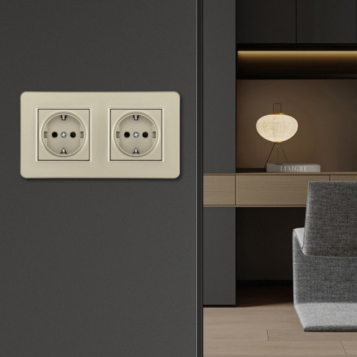 Розетка с заземлением и со шторкой Arte Milano SET16-2 SET16-2-40-1x2 shampan