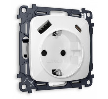 Розетка с заземлением и 2хUSB type A и C, без рамки Ambrella Volt MO MO110010