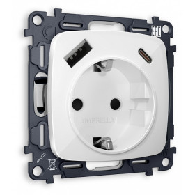 Розетка с заземлением и 2хUSB type A и C, без рамки Ambrella Volt MO MO110010