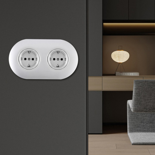 Розетка с заземлением и со шторкой Arte Milano SET08-2 SET08-2-40-1x2 silver