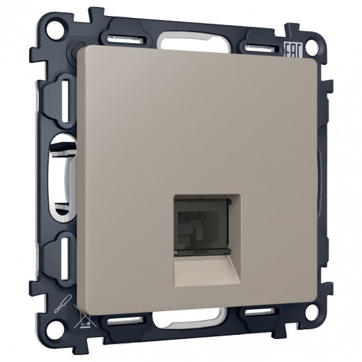 Розетка Ethernet RJ-45 и со шторками, без рамки Ambrella Volt ALFA MA372005