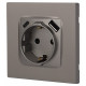 Розетка с заземлением и со шторкой и 2хUSB, без рамки Эра Эра 12 12-4108-16