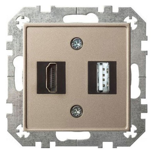 Розетка HDMI и розетка USB без рамки LIREGUS EPSILON 28-3243