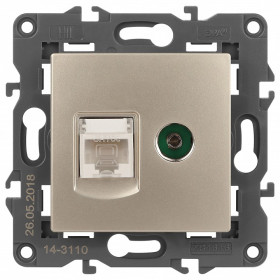 ТВ-розетка и розетка Ethernet RJ-45 без рамки Эра Эра Elegance 14-3110-04