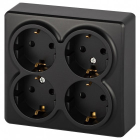 Розетка четверная с заземлением и со шторками Эра Эра Эксперт 11-2211-05