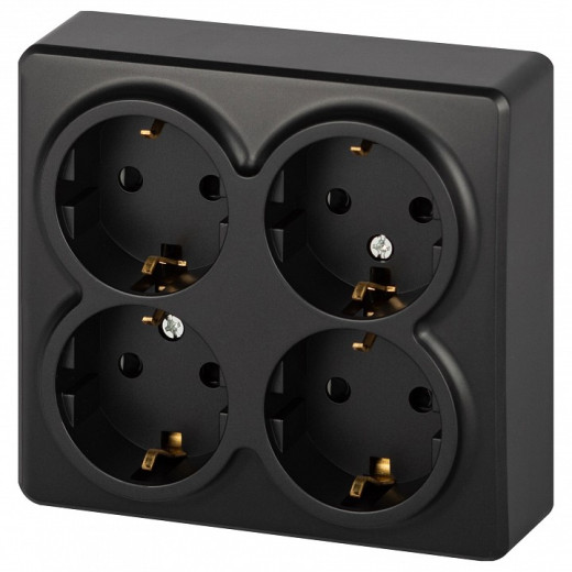 Розетка четверная с заземлением и со шторками Эра Эра Эксперт 11-2211-05