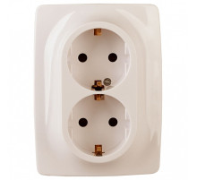 Розетка двойная с заземлением и со шторкой Эра Эра 12 12-2006-02