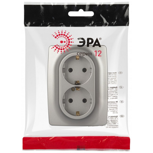 Розетка двойная без заземления Эра Эра 12 12-2106-16