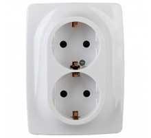 Розетка двойная с заземлением и со шторкой Эра Эра 12 12-2006-01