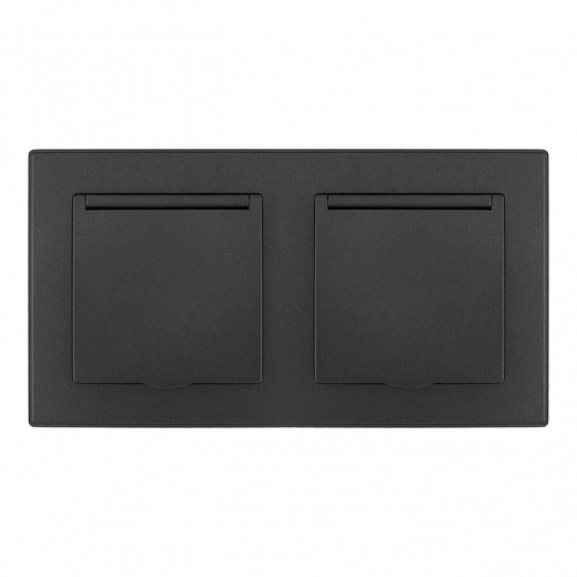 Розетка влагозащищенная с заземлением и со шторкой с крышкой Arte Milano SET06-2 SET06-2-41-1x2 black