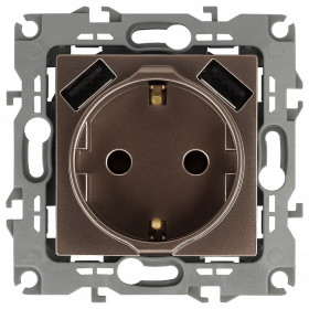 Розетка с заземлением и со шторкой и 2хUSB, без рамки Эра Эра 12 12-4109-13