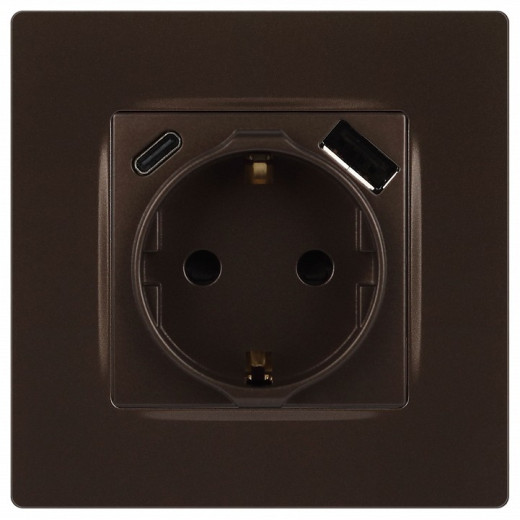 Розетка с заземлением и со шторкой и 2хUSB, без рамки Эра Эра 12 12-4108-13