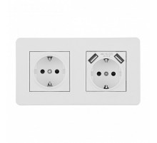 Розетка с заземлением и со шторкой и 2хUSB Arte Milano SET16-2 SET16-2-47-1-40-1 white