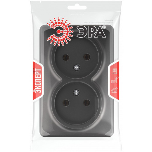 Розетка двойная без заземления Эра Эра Эксперт 11-2202-05