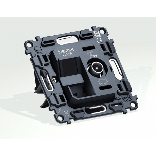 Механизм ТВ-розетки оконечные и розетки Ethernet RJ-45 со шторкам Ambrella Volt QUANT VM195