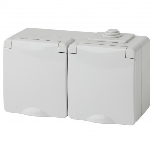 Розетка с заземлением с крышкой Эра Эра Эксперт 11-2603-03