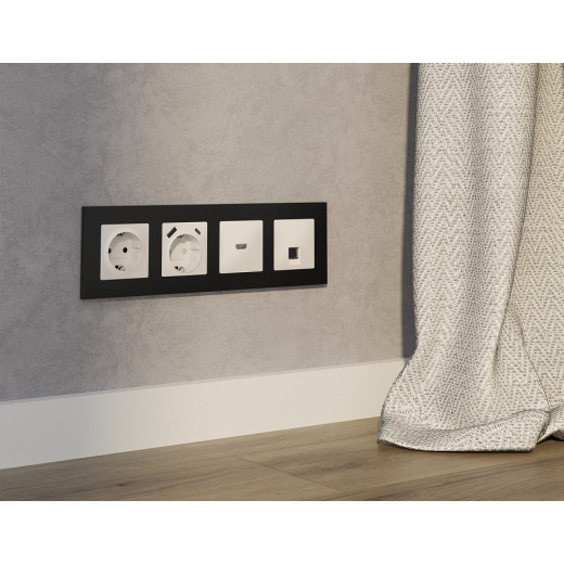 Розетка Ethernet RJ-45 и со шторками, без рамки Ambrella Volt ALFA MA332005