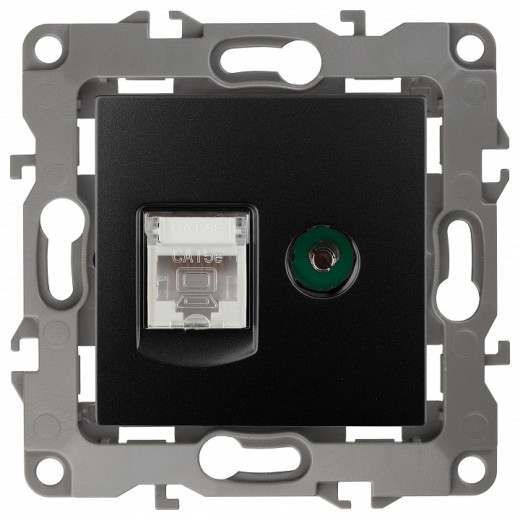 ТВ-розетка и розетка Ethernet RJ-45 без рамки Эра Эра 12 12-3110-05