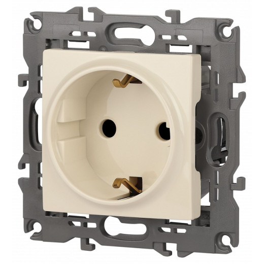Розетка с заземлением и со шторкой, без рамки Эра Эра Elegance 14-2102-02