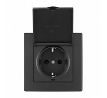 Розетка с заземлением и шторкой, с крышкой Arte Milano SET06-1 SET06-1-41-1 black