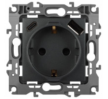 Розетка с заземлением и со шторкой и 2хUSB, без рамки Эра Эра 12 12-4108-12