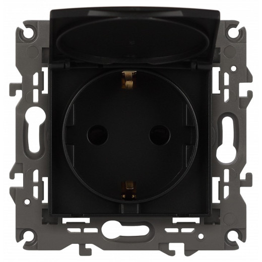 Розетка с заземлением и со шторкой, без рамки с крышкой Эра Эра Elegance 14-2103-05