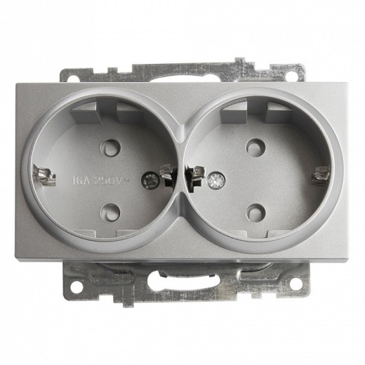 Розетка двойная с заземлением и со шторкой, без рамки Stekker Катрин 39584