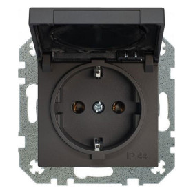 Розетка влагозащищенная с заземлением и со шторкой, без рамки с крышкой LIREGUS RETRO 29-223
