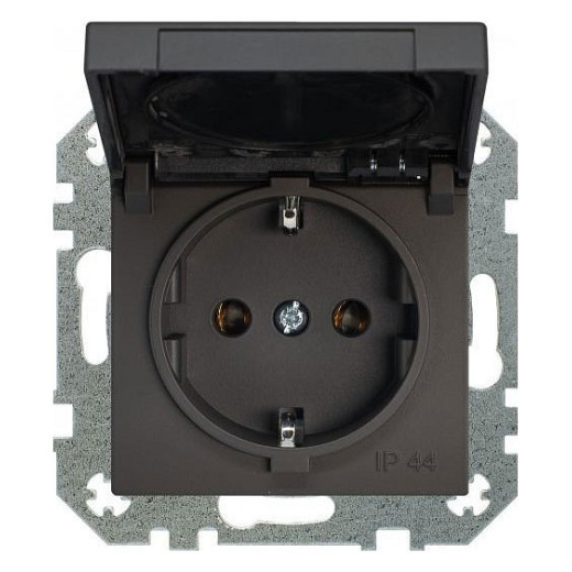 Розетка влагозащищенная с заземлением и со шторкой, без рамки с крышкой LIREGUS RETRO 29-223