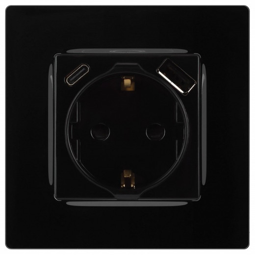 Розетка с заземлением и со шторкой и 2хUSB, без рамки Эра Эра 12 12-4108-06