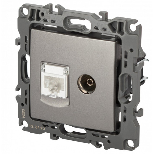 ТВ-розетка и розетка Ethernet RJ-45 без рамки Эра Эра 12 12-3110-16