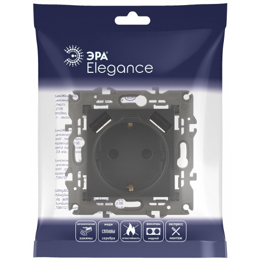 Розетка с заземлением и со шторкой и 2хUSB, без рамки Эра Эра Elegance 14-4109-05