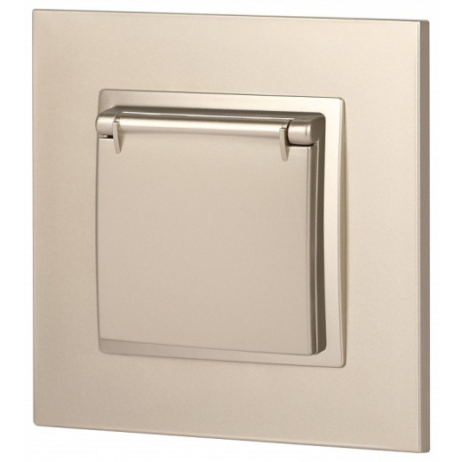 Розетка с заземлением и со шторкой, без рамки с крышкой Эра Эра Elegance 14-2103-04