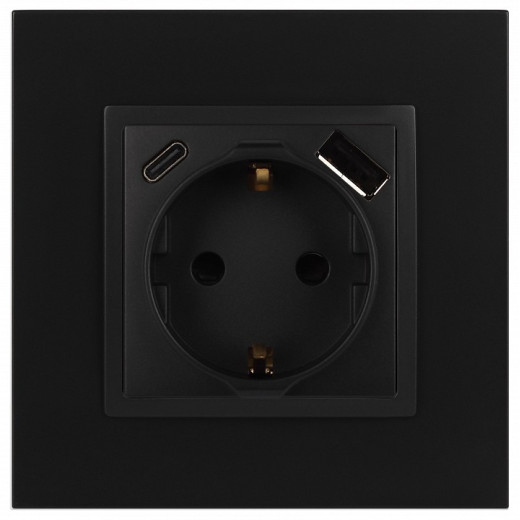 Розетка с заземлением и со шторкой и 2хUSB, без рамки Эра Эра Elegance 14-4108-05