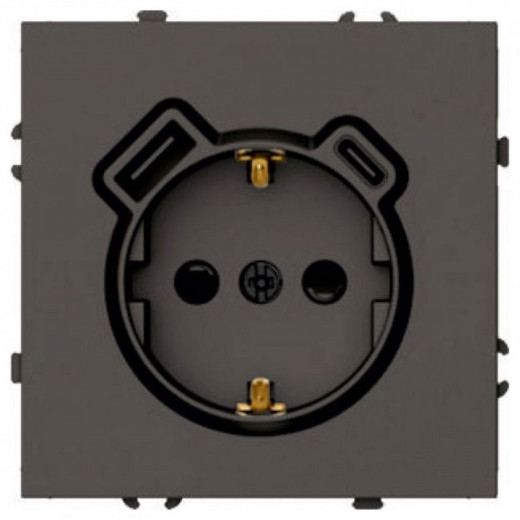 Розетка с заземлением и со шторкой и 2хUSB type A и C, без рамки Stekker Эмили 50361