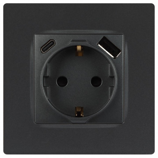 Розетка с заземлением и со шторкой и 2хUSB, без рамки Эра Эра 12 12-4108-12