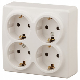 Розетка четверная с заземлением и со шторками Эра Эра Эксперт 11-2211-02