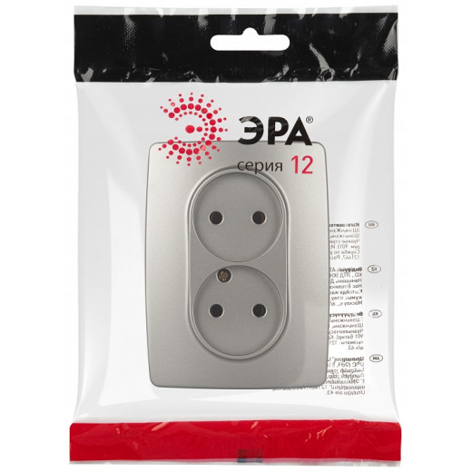 Розетка двойная без заземления Эра Эра 12 12-2107-16