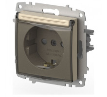 Розетка с заземлением и со шторкой, без рамки с крышкой Elbi Eleсtriс Zena Vega 609-012500-219