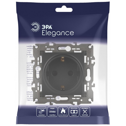 Розетка с заземлением и со шторкой, без рамки Эра Эра Elegance 14-2102-05