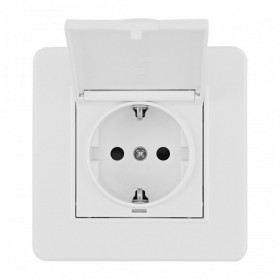 Розетка с заземлением и шторкой, с крышкой Arte Milano SET16-1 SET16-1-41-1 white