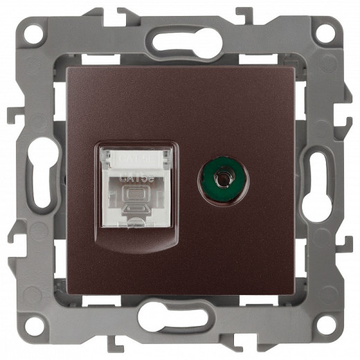 ТВ-розетка и розетка Ethernet RJ-45 без рамки Эра Эра 12 12-3110-13