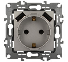 Розетка с заземлением и со шторкой и 2хUSB, без рамки Эра Эра 12 12-4109-16