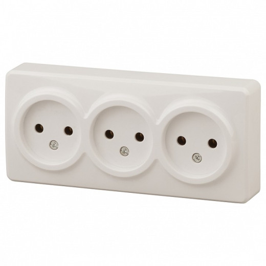 Розетка тройная без заземления Эра Эра Эксперт 11-2207-02