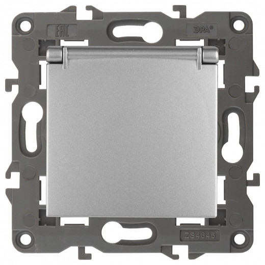 Розетка с заземлением и со шторкой, без рамки с крышкой Эра Эра Elegance 14-2103-03