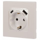 Розетка с заземлением и со шторкой и 2хUSB, без рамки Эра Эра 12 12-4108-15