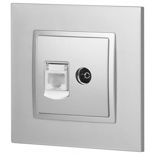 ТВ-розетка и розетка Ethernet RJ-45 без рамки Эра Эра Elegance 14-3110-03