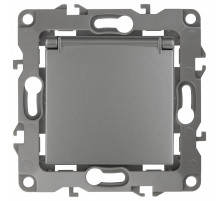 Розетка с заземлением и со шторкой, без рамки с крышкой Эра Эра 12 12-2103-12